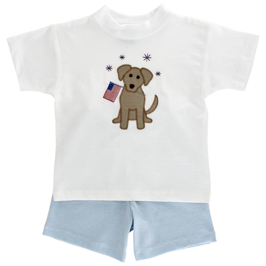 Patriotic Pup-Knit Boys Short Set